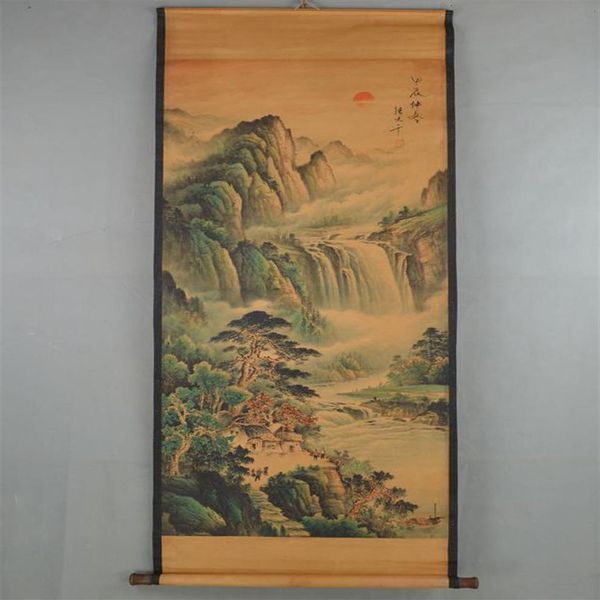 Pergamino de pintura a mano antiguo chino por ZHANGDAQIAN Landscape3068