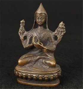 Chinees oud bronzen gesneden Tibetaans boeddhisme Je Tsongkhapa Boeddhabeeld