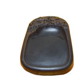 Piedra de entintar china antigua Wa Shi con dragón tallado exquisito 174a