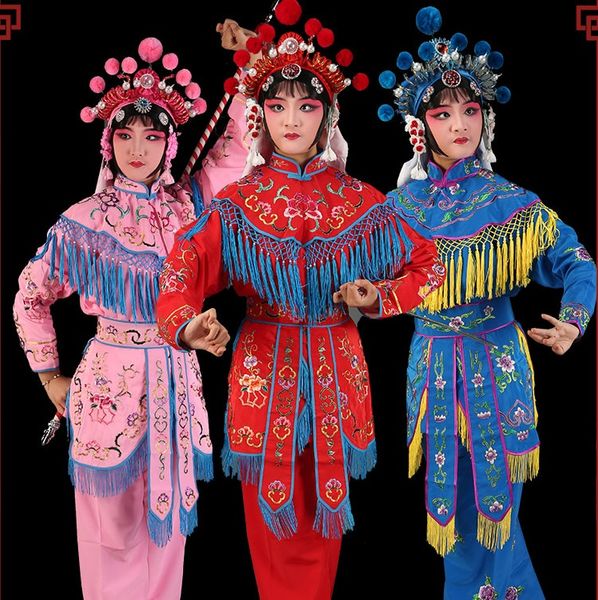 Traje de drama de ópera china Ropa étnica mujer soldado Dao Ma Dan Ropa Yangmen Mujer general Escenario Traje Mulan Mu Guiying