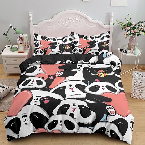 Panda chinois mignon animaux de couette d'animaux corsets de couette avec taise d'oreiller Queen / king size couvercle de couverture