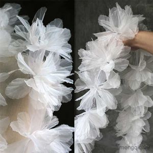 Produits chinois 14 CM de large fleur plissée broderie florale dentelle Applique pour vêtements décoration patchs couture sur fournitures R230807