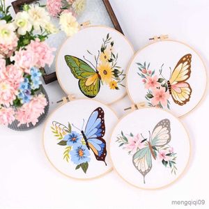 Produits chinois Papillon Fleur Broderie Pour Débutants Matériel De Bricolage Avec Motif Broderie Fils Aiguilles pour Craft Lover R230807