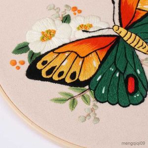 Produits chinois bricolage broderie papillon fleur motif couture ensemble avec cerceaux de broderie point de croix Kits couture artisanat pour débutant R230807