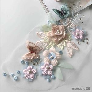 Produits chinois Broderie Floral Papillon Dentelle Applique Patch Délicat Perle Dentelle Vêtements De Mariage Décoration Couture DIY R230807