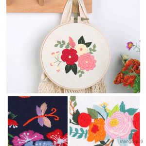 Produits chinois Broderie Starter Avec Motif Instructions Point De Croix Ensemble Fleurs Plante Estampillée Kits De Broderie Avec Cerceaux R230807