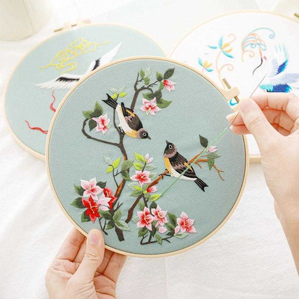 Productos chinos, bordado para principiantes con flores, pájaros, patrón de Fénix, Kits de punto de cruz chinos para principiantes y aficionados