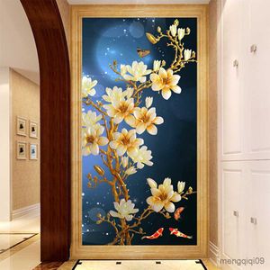 Produits chinois plein carré rond mosaïque diamant peinture point de croix Magnolia fleur Art 5D bricolage diamant broderie grande taille R230807