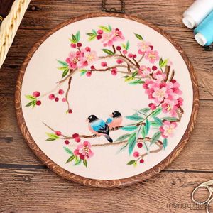 Produits chinois ensemble bricolage estampé broderie démarreur avec fleur arbre motif tissu couleur fils outils couture Art artisanat décor à la maison cadeau R230807