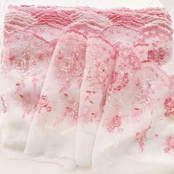 Tissu en dentelle brodé en Tulle rose de 17CM de large, produits chinois, en forme de cœur, pour frange, robe de mariée, rideau, décoration, couture