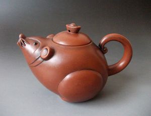 Théière chinoise en argile violette zisha YIXING, poterie en forme de souris