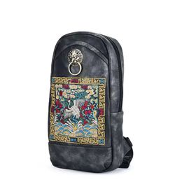 Chinese Qing Dynasty Borduurwerk Messenger Bag Herenschoudertas Nieuwe borst Kleine rugzak Sportpersoonlijkheid Etnische kenmerken Familiaal M30997 M31044 M25408
