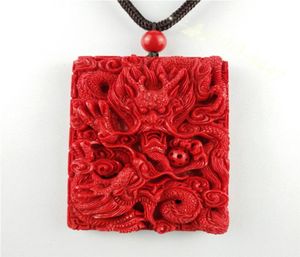 Collier pendentif Dragon cinabre biologique rouge chinois, bijoux porte-bonheur, amulette 5385309