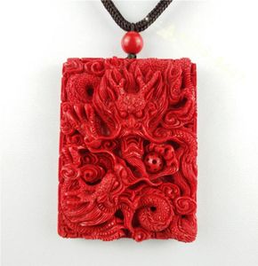 Collier pendentif de dragon biologique rouge chinois