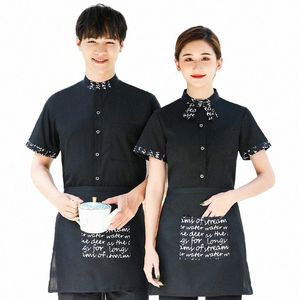 Chinese Restaurant Ober Uniform Korte Mouw Cafe Waitr Unfiorm Man Hot Pot Werk Overalls Hotel Food Service Chef-kok Jas 22vX #