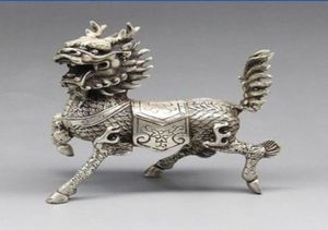 Chinees zilveren koperen standbeeld Kirin-standbeeld0123456786872279