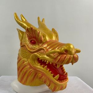 Festival de primavera chino Máscara de cabeza de dragón 12 Zodíaco Máscara de látex Animal Disfraz Teatro Fiesta de disfraces Actuación Halloween Prop
