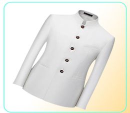 Col montant chinois hommes Blazer 6XL grande taille solide costume décontracté veste Slim Fit hommes mariage Blazers jaune blanc Men039s costumes 8624663