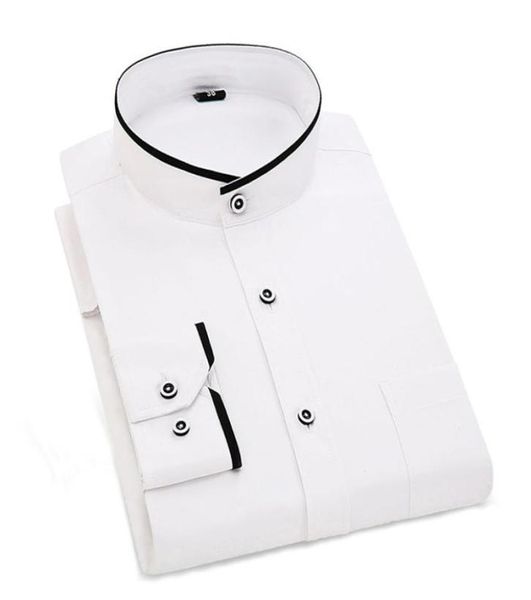 Colliers debout chinois Mentiers Formers Designer Solid White Blanc Black Men Dress Shirts Slim Fit Business à manches longues occasionnelles 5360614