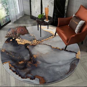 Chinese stijl abstract landschap zwart tapijt ronde koffietafel tapijt woonkamer cirkel gebied tapijt voor bedroom decor nachtkast mat