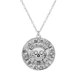 Style chinois Aztec Gold Coin Chain Men's Skull Collier Pendeur