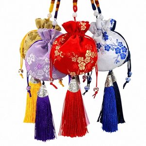 Brocade de style chinois Brocade Bordeuse broderie Sachet en tissu Sachet Tassel Pendant DrawString Lucky Sac Mariage Favors Gift M4Gy #