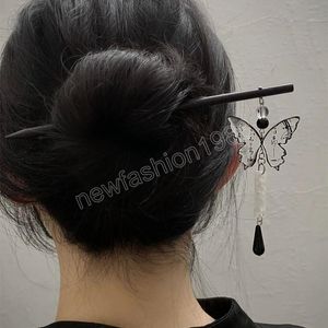 Chinese Style Butterfly Hair Sticks Headdress For Women Vintage Hairpin DIY Hairstyle Ponytail Holder Hair Accessories Jewelry
