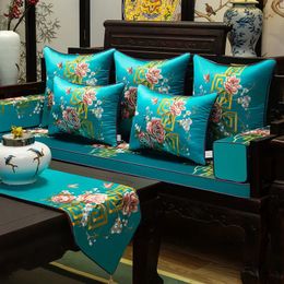 Chinese stijl kussenhoes klassiek gestreept borduurwerk bloemen decoratieve kussens mahonie fauteuil stoel bruiloft decor 240325