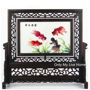 Chinese stijl decor ambachten decoraties kantoor thuis accessoires ornamenten hand zijde borduurwerk patronen met wenge hout frame huwelijksgeschenk