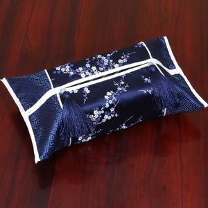 Couverture de boîte de mouchoirs de Noël décorative de style chinois étui à serviettes pour le visage à pompon amovible couvertures de brocart de soie haut de gamme boîtes de mouchoirs