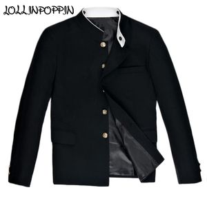 Veste de costume noir de style chinois Nouveau mandarin collier blanc veste collège vestes lj2009234766471