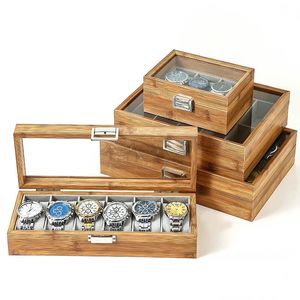 Chinese Stijl Milieuvriendelijk Bamboe Materiaal 3/6/10/12 Slots Horloge Opbergdoos Case Kerstcadeau voor Vriend En Werkgenoot 240124