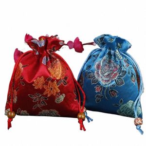 broderie de style chinois fr trawstring sac bonbons sac à canal floral sac d'emballage seau de style ethnique sucre festif o0y9 #