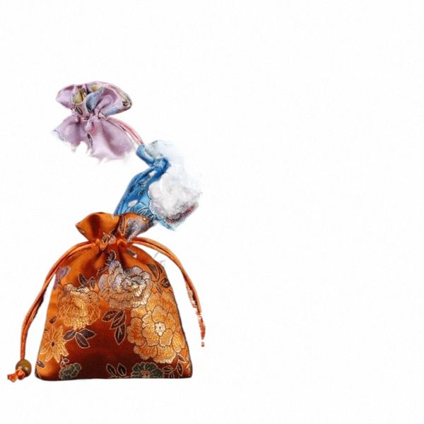 broderie de style chinois fr drawstring sac floral monnor bourse bijourie sac d'emballage sac de bonbons hanfu bracelet festif sucre m5z6 # #