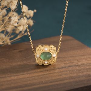 Collier ethnique de style chinois avec pendentif de verrouillage de sécurité plaqué or antique collier de bijoux ras du cou pour femmes chaînes colliers