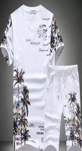 Camiseta y pantalones cortos con estampado de patrón de pájaros exquisitos de estilo chino, traje, novedad de verano, conjuntos cortos de algodón de alta calidad para hombre 6508493