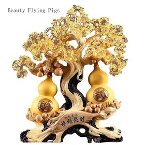 Style chinois exquis jaune cristal gourde Fortune arbre salon bureau caisse enregistreuse décoration ouverture cadeau artificiel 240325