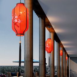 Chinese stijl stof handgeschilderd hangend lichte pot restaurant hanger lamp thee huis balkon rode lantaarn kleine kroonluchter