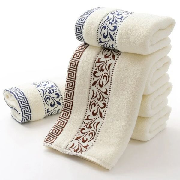 Style chinois mode couleur unie broderie hommes gant de toilette voyage hôtel serviette de bain peignoir salle de sport Yoga Portable amoureux cadeau