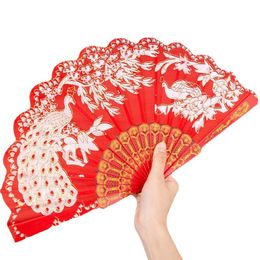 Chinese Stijl Opvouwbare Fans Klassieke Ambachten Festival Prestaties Dans Fan Zomer Pauw Fan 42*23CM