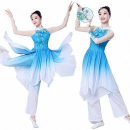 Estilo chino Hanfu danza clásica mujer adulta danza cuadrada Yangge s fan dance set w50C #