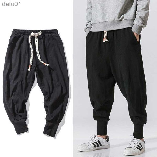 Style chinois sarouel hommes Streetwear décontracté joggeurs hommes pantalons coton lin pantalons de survêtement cheville-longueur hommes pantalons M-5XL L230520