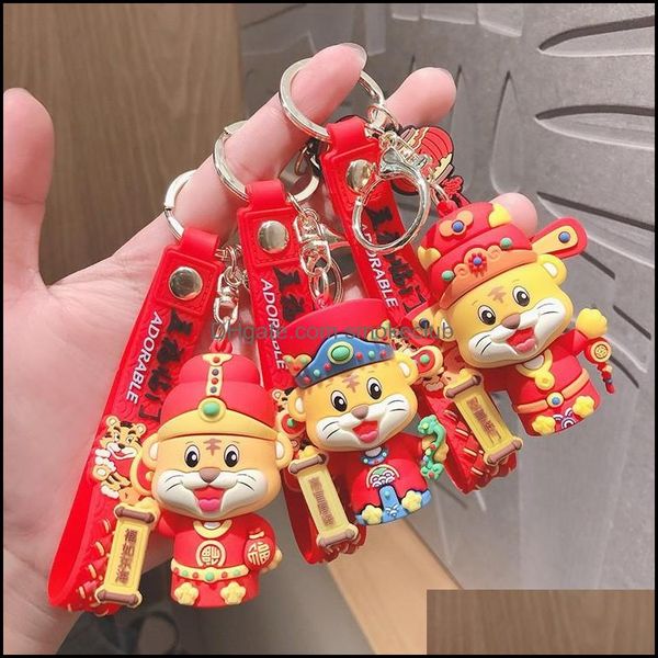 Style chinois petit tigre porte-clés créatif nouvel an carte mignon pendentif poupée sac d'école porte-clés navire livraison directe 2021 produits Arts Cra