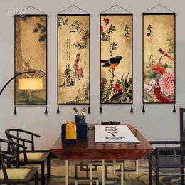 Style chinois Lotus Pivoine Bouddhisme Zen Rétro Affiche Toile Peinture Mur Décor Affiche Mur Art Photo Chambre Décor Décor À La Maison Y0927