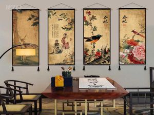 Style chinois Lotus Peony Bouddhisme Zen Retro Affiche toile peinture murale décor affiche Affiche mur art photo décor décor de maison y09277377266