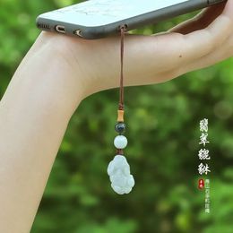Cadena de teléfonos móviles de estilo chino Jade Pixiu Cable colgante de cable Desvocatoria U Decoración colgante Creative Men's y Wo