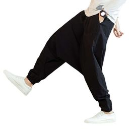 Style chinois nouveaux hommes en vrac coton chanvre Hip Hop grand entrejambe pantalon grande taille mode décontracté pieds pantalon