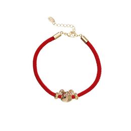 Stile cinese design di nicchia zodiaco ratto braccialetto di corda rossa temperamento femminile semplice personalità braccialetto di tendenza regalo di strada gioielli b191p