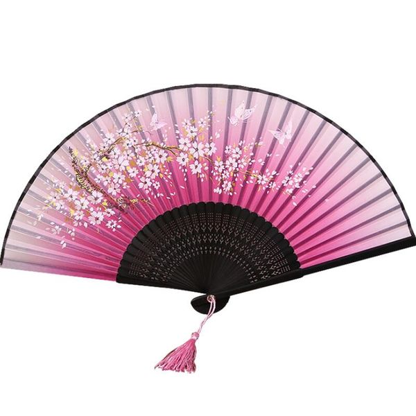 Style chinois fête faveur motif soie pliant ventilateur danse mariage tenu dans la main fleur femmes Photo accessoire outil Art artisanat