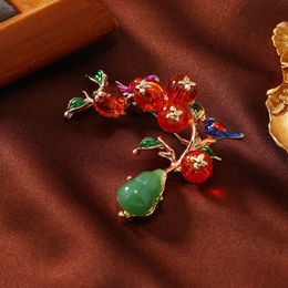Moda de alta gama de Persimmon Ruyi de estilo chino, Anti Glare Fruit y Plant Broche Collar Pin Coat Pin